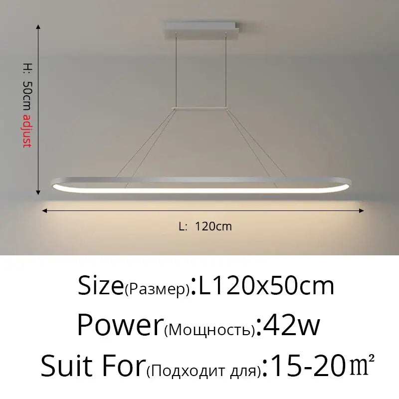 Modern gold rectangular led chandelier pendant light for dining room