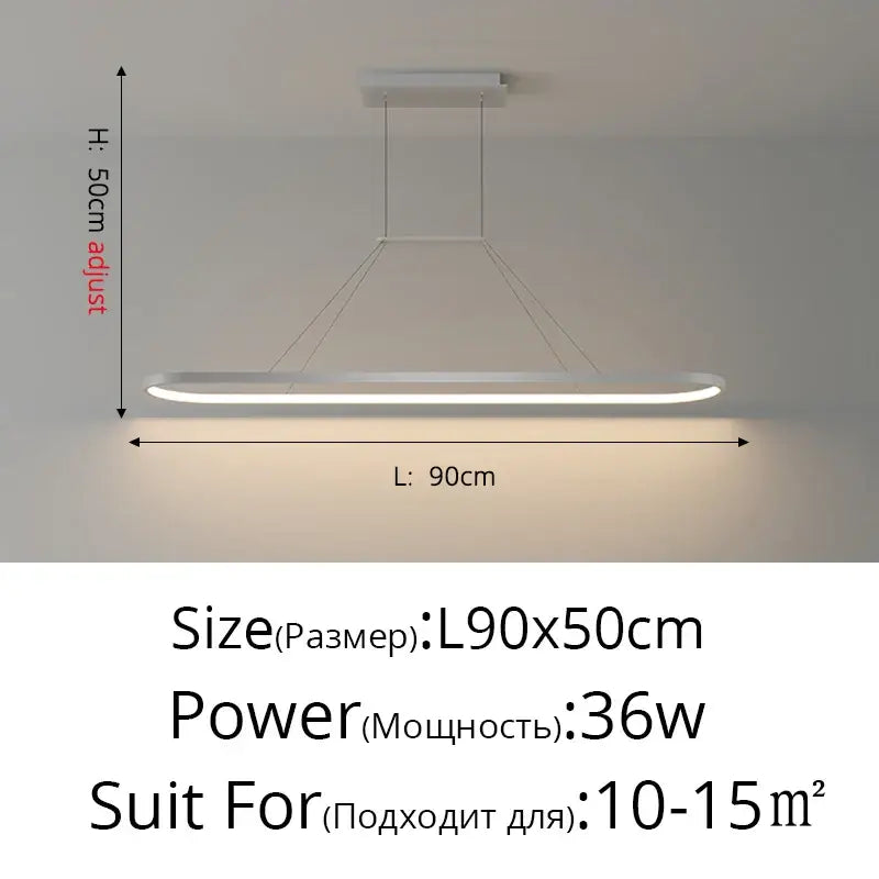 Modern gold rectangular led chandelier pendant light for dining room