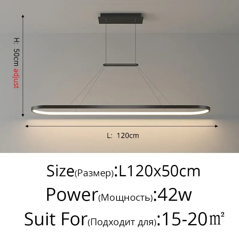 Modern gold rectangular led chandelier pendant light for dining room