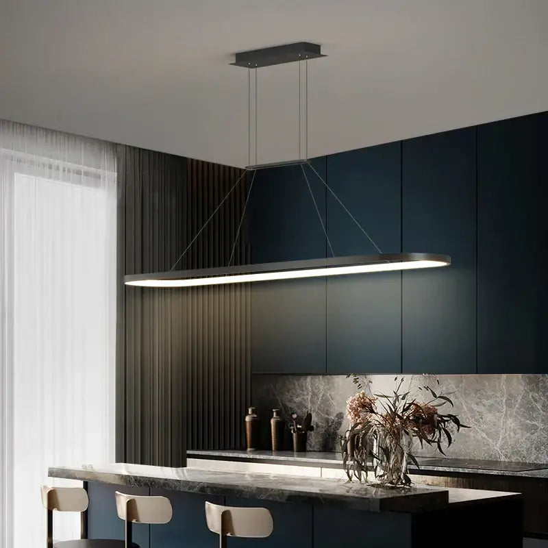 Modern gold rectangular led chandelier pendant light for dining room