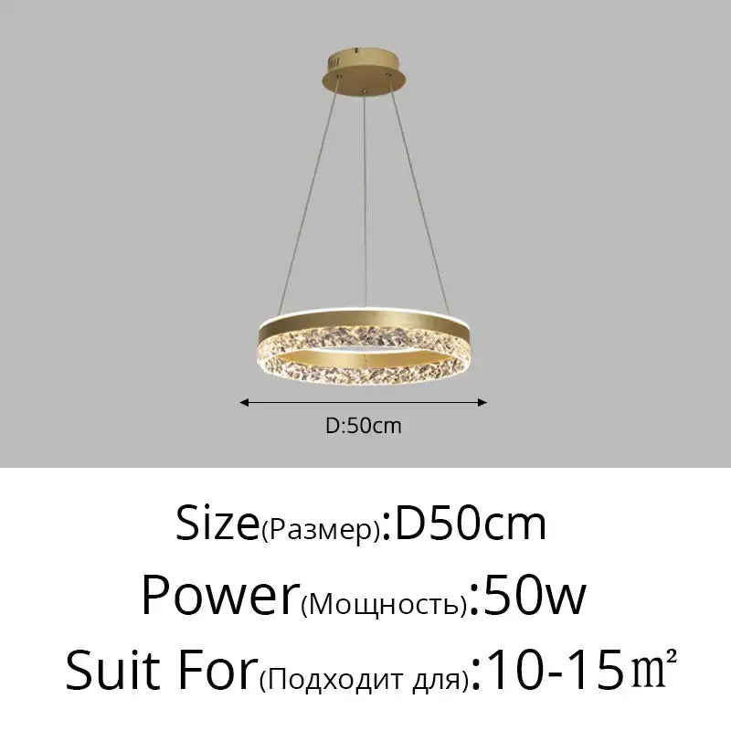 Modern gold textured crystal led chandelier pendant light dining room