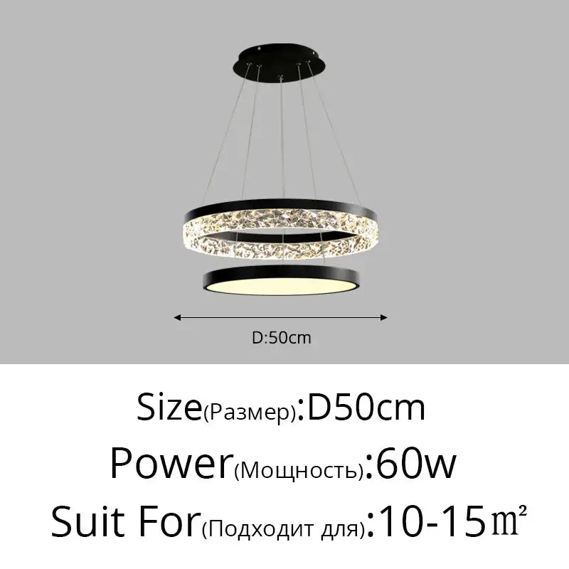 Modern gold textured crystal led chandelier pendant light dining room