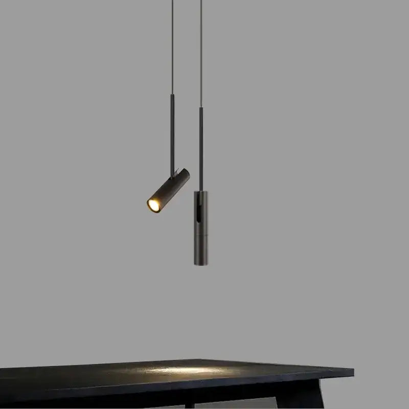 Modern black cylindrical pendant lighting dining room adjustable heads