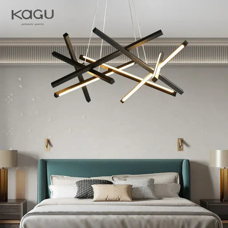 Modern black & gold decorbites led chandelier living room pendant light