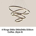 Modern coffee gold led chandelier rings – dining room pendant light