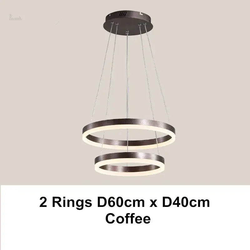 Modern coffee gold led chandelier rings – dining room pendant light