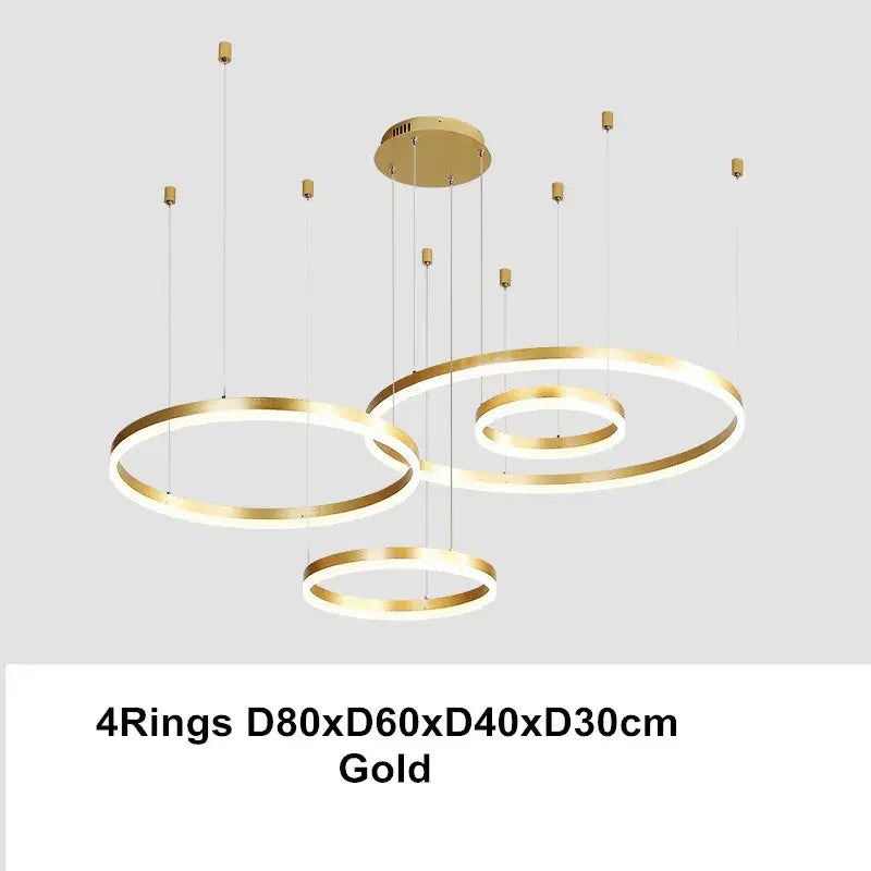 Modern coffee gold led chandelier rings – dining room pendant light