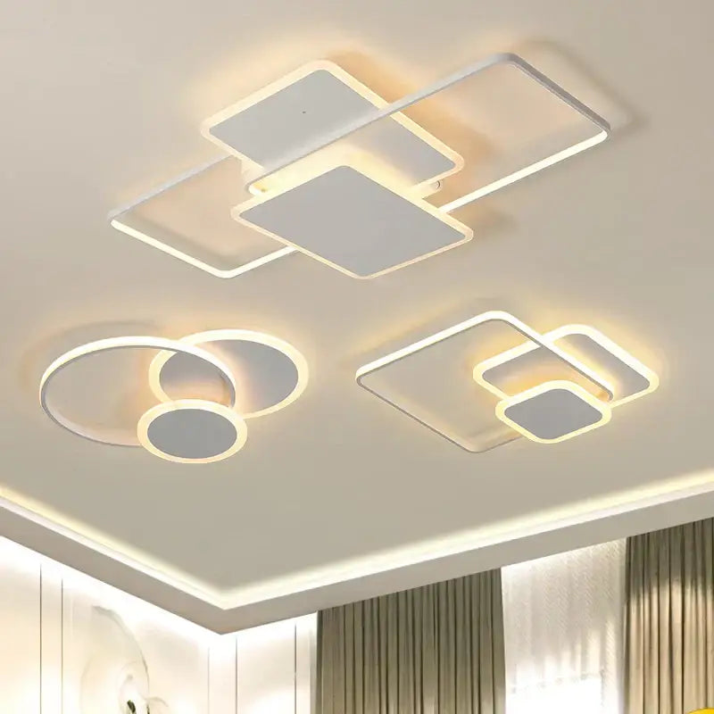 Modern geometric white led chandelier living room ceiling light