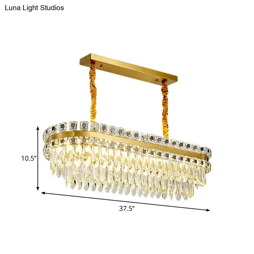 Modern gold led crystal drop oval chandelier dining room light fixture