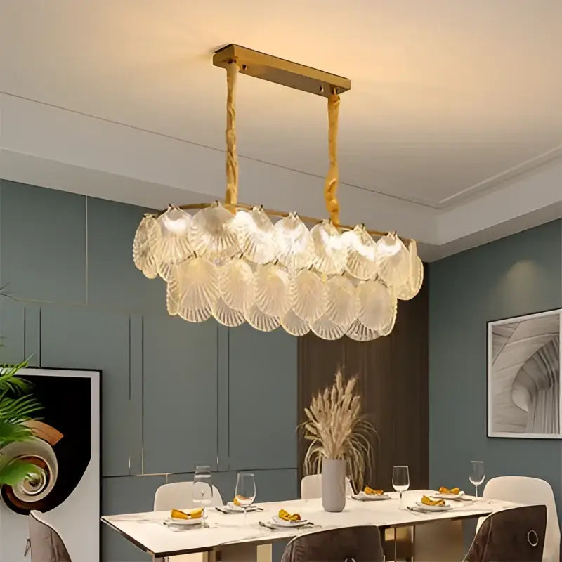 Modern gold frost glass shell chandelier dining room led light