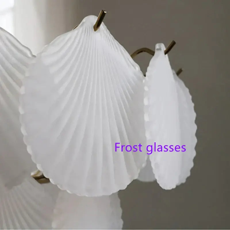Modern gold frost glass shell chandelier dining room led light