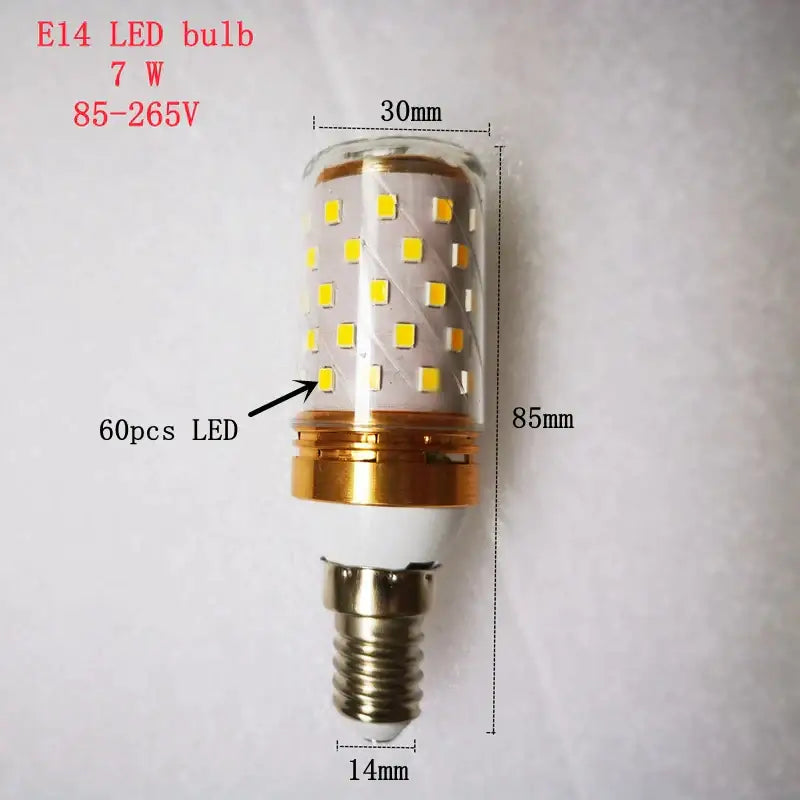 7w aluminum e14 85-265v bulbs warm & cold white dining room light