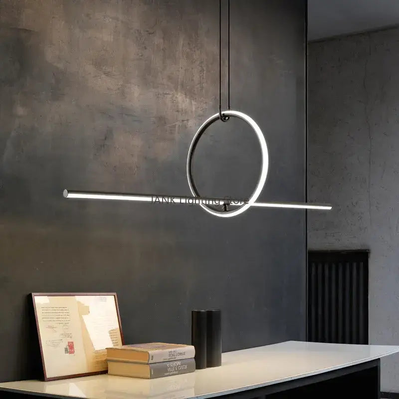 Modern black led geometric pendant lights for living room decor