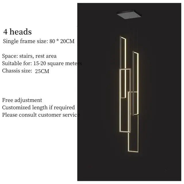 Modern black & gold decorbites led geometry stair chandelier