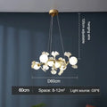 Modern gold led gingko leaf chandelier living room light