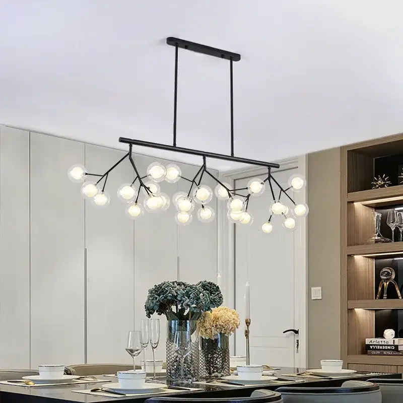 Modern black glass ball branch chandelier living room light