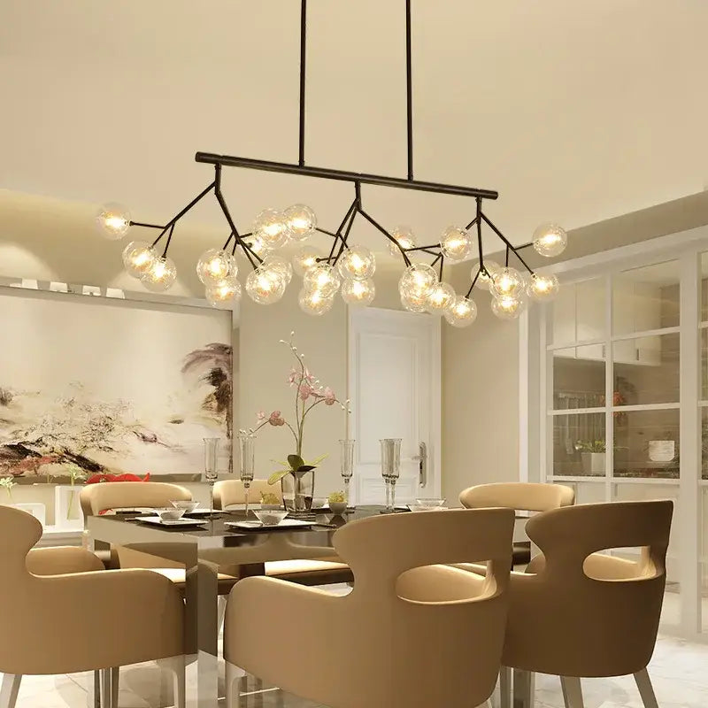 Modern black glass ball branch chandelier living room light