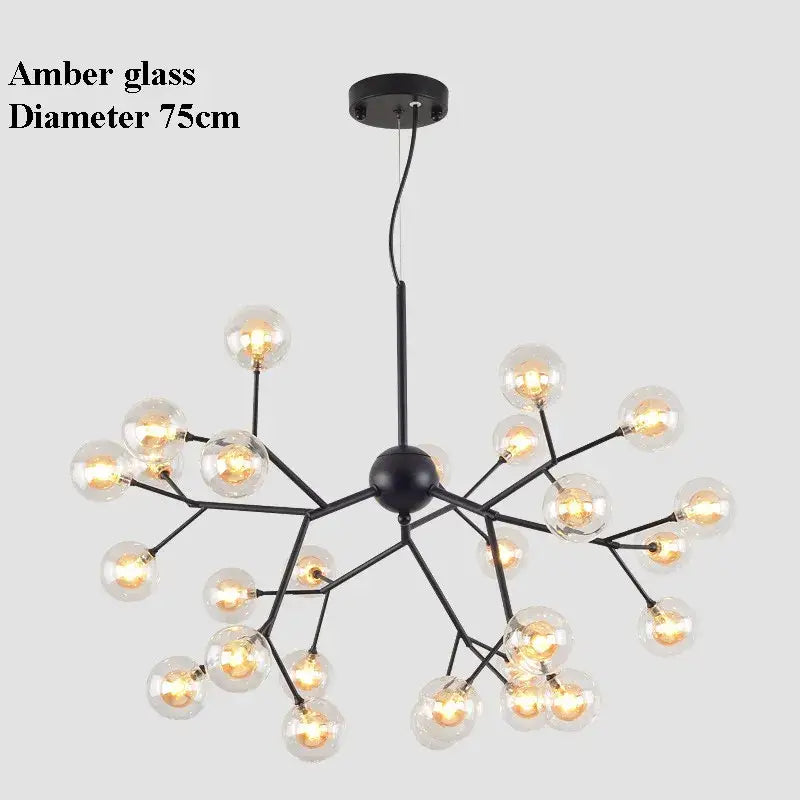 Modern black glass ball branch chandelier living room light