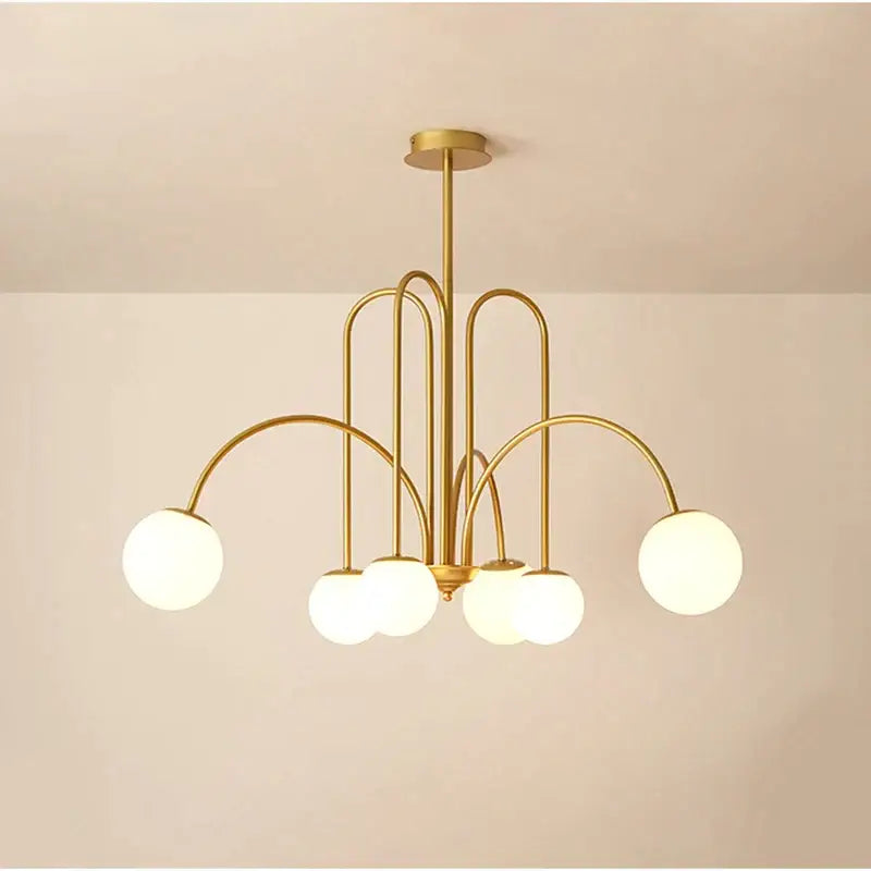 Modern gold led glass ball ceiling chandelier for dining room