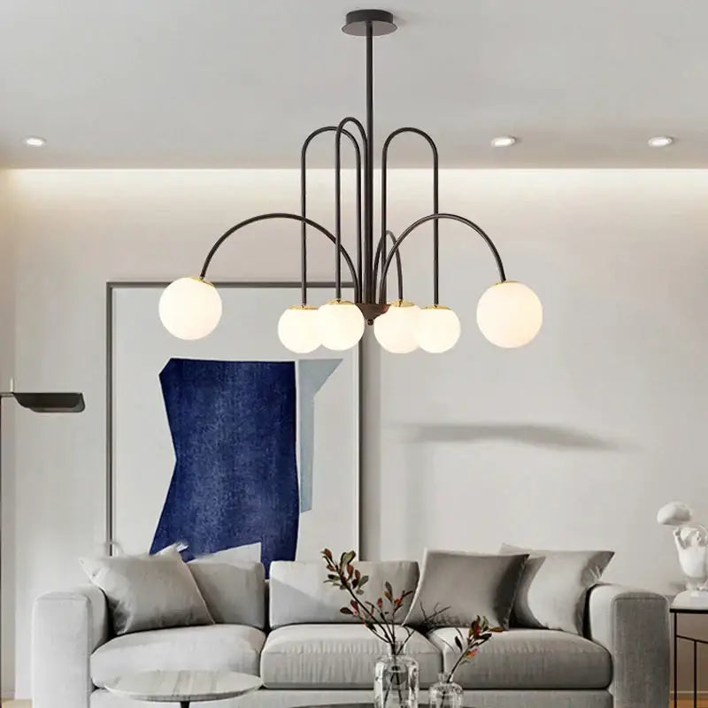 Modern gold led glass ball ceiling chandelier for dining room