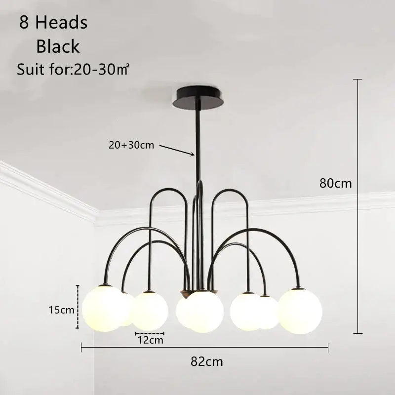 Modern gold led glass ball ceiling chandelier for dining room