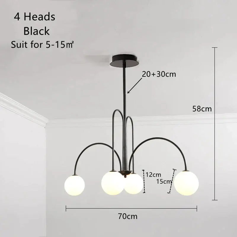 Modern gold led glass ball ceiling chandelier for dining room