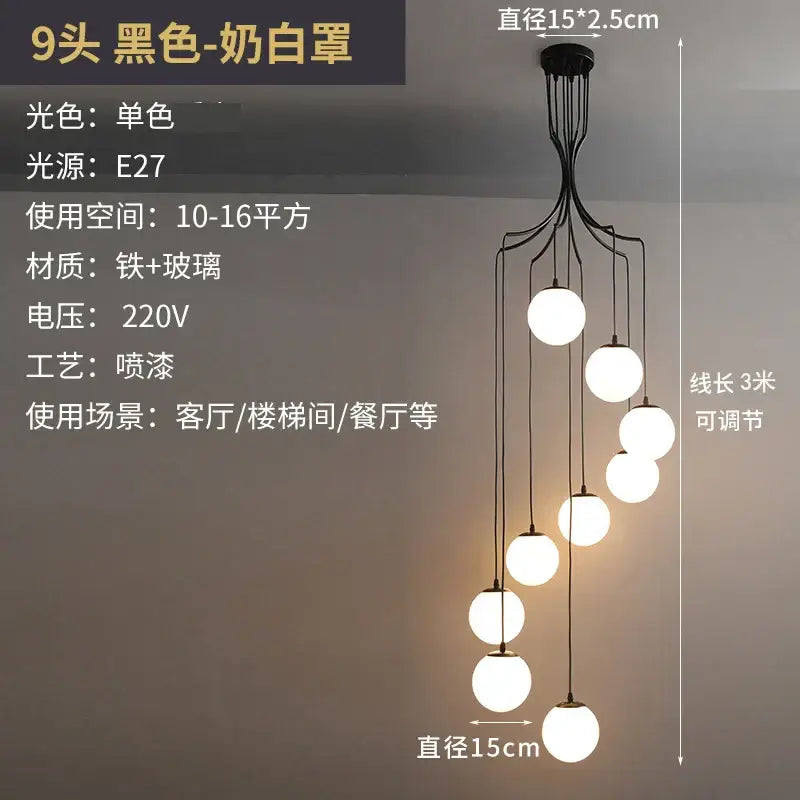 Modern brass led glass ball chandelier dining room pendant light