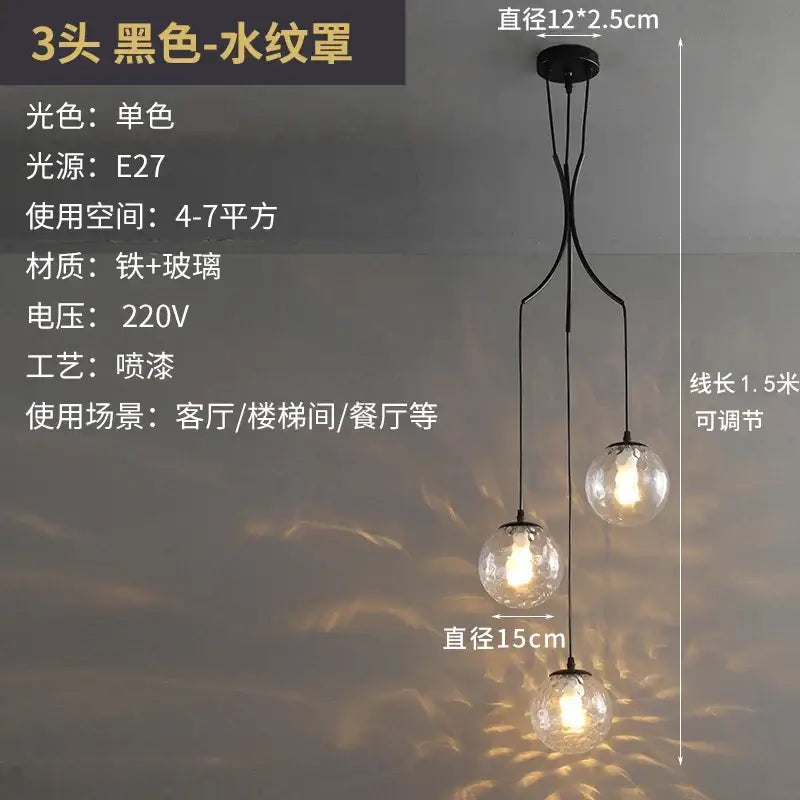 Modern brass led glass ball chandelier dining room pendant light
