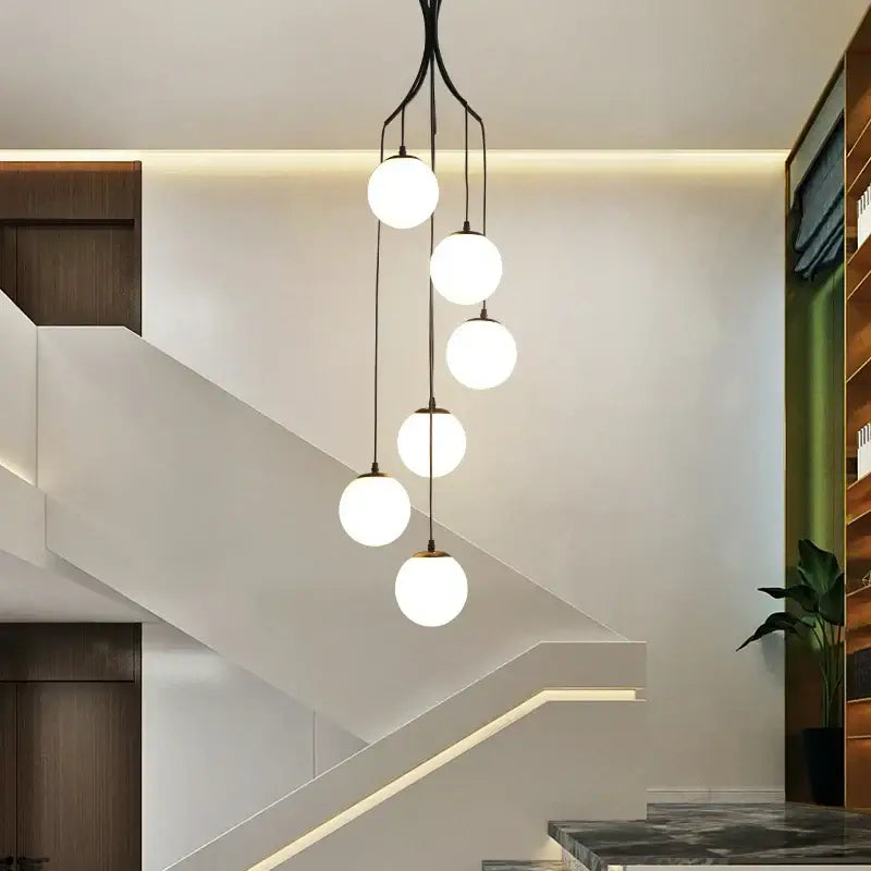 Modern brass led glass ball chandelier dining room pendant light