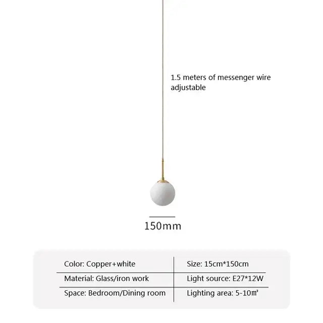 Modern gold led glass ball chandelier dining room pendant light