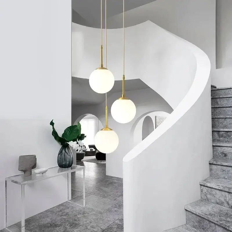 Modern gold led glass ball chandelier dining room pendant light