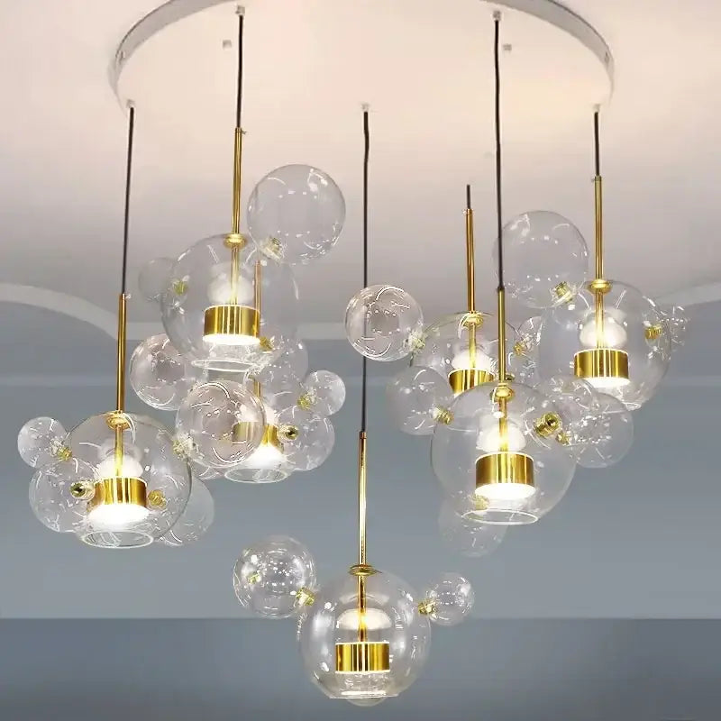 Modern gold glass ball chandelier – dining room pendant lights