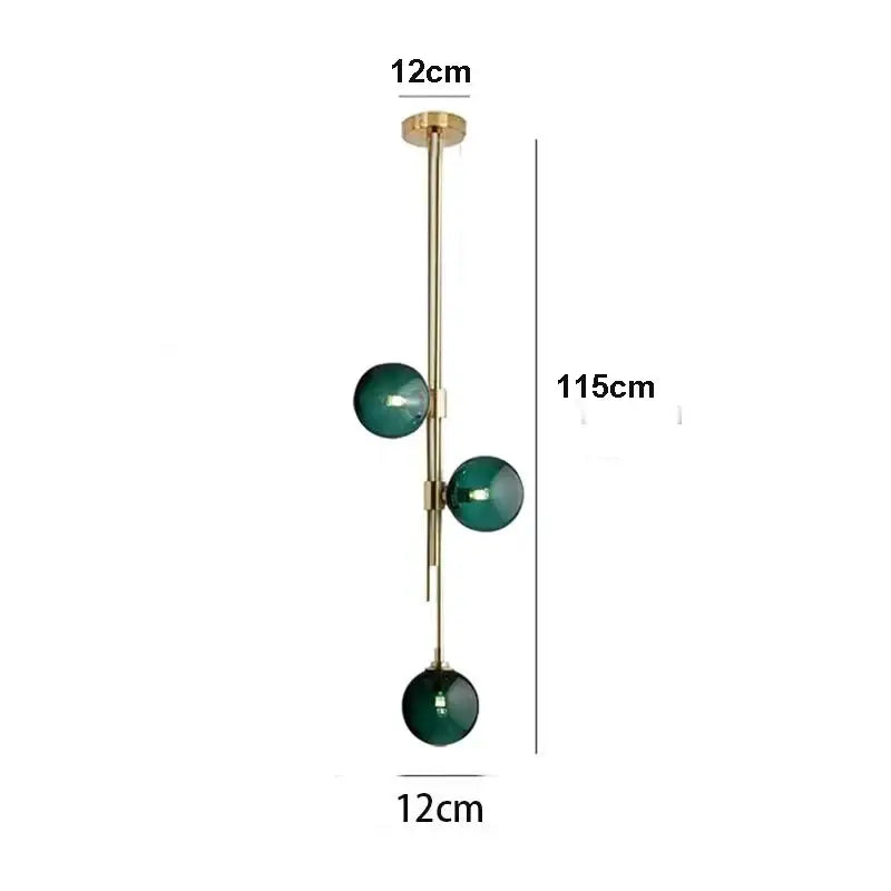 Modern emerald green glass ball pendant light brass dining room