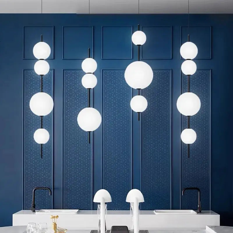 Modern white glass beads pendant chandelier for dining room