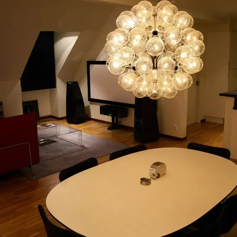 Modern led glass bubble chandelier dining room gold & chrome light