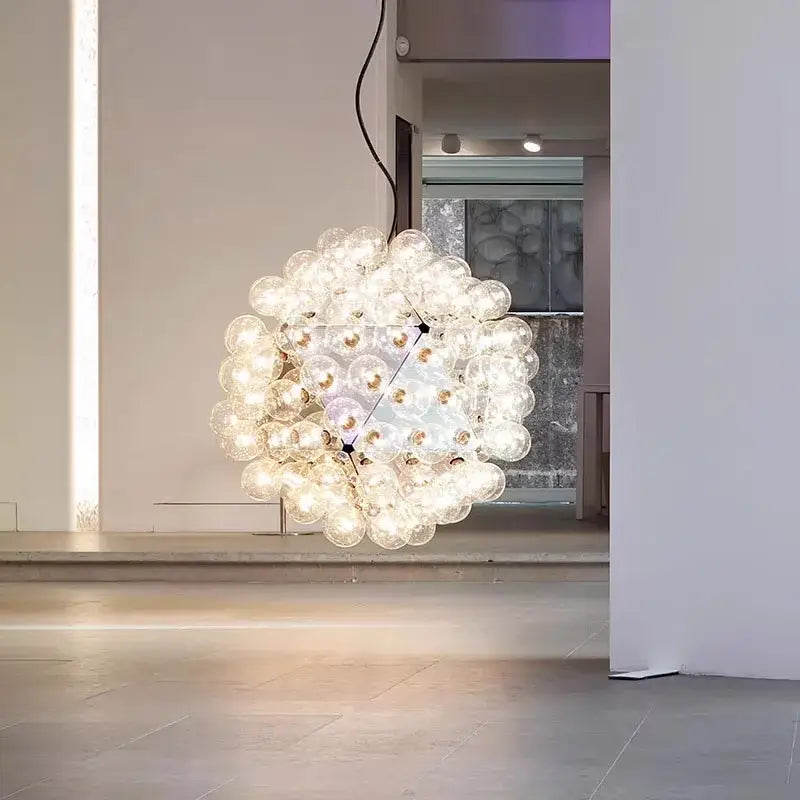Modern led glass bubble chandelier dining room gold & chrome light