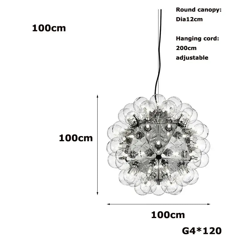 Modern led glass bubble chandelier dining room gold & chrome light