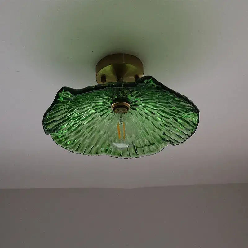 Vintage brass and textured glass ceiling lamp bedroom light