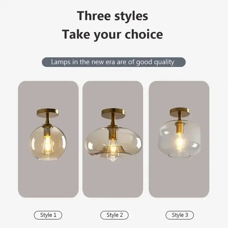 Modern amber glass ceiling light brass stem living room chandelier