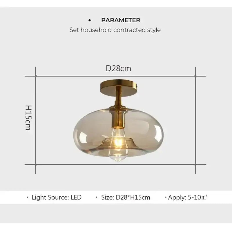 Modern amber glass ceiling light brass stem living room chandelier