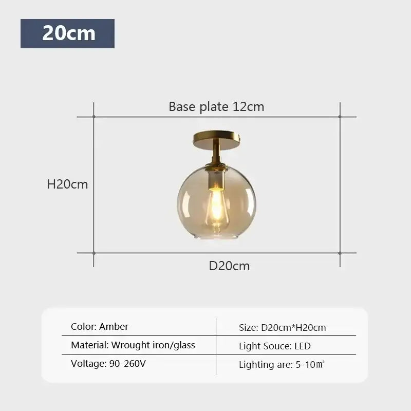 Modern amber glass ceiling light brass stem living room chandelier