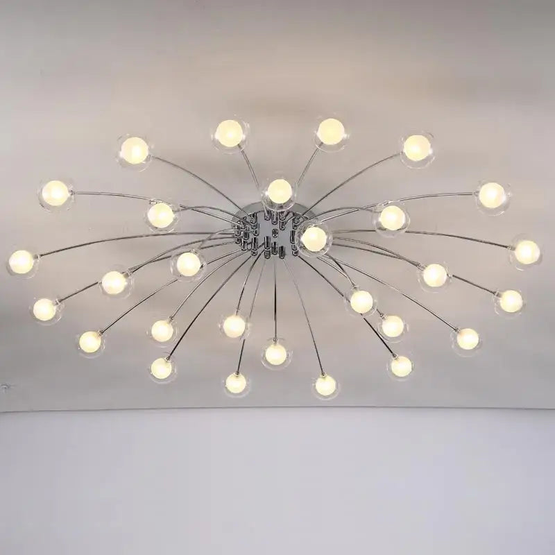 Modern chrome led glass chandelier living room starburst light