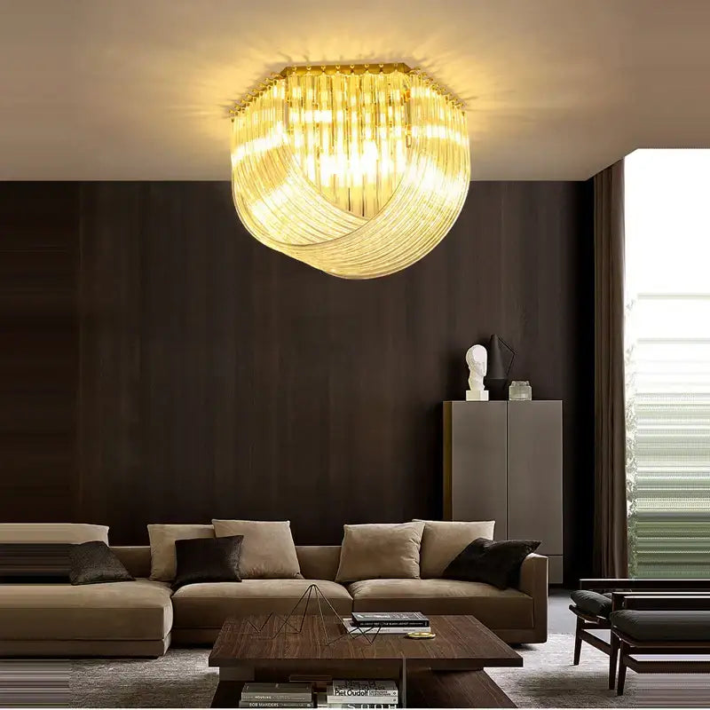Modern gold led glass chandelier hanging lamps – dining room