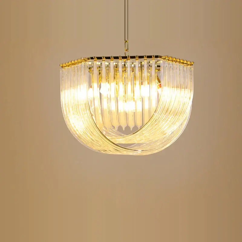 Modern gold led glass chandelier hanging lamps – dining room
