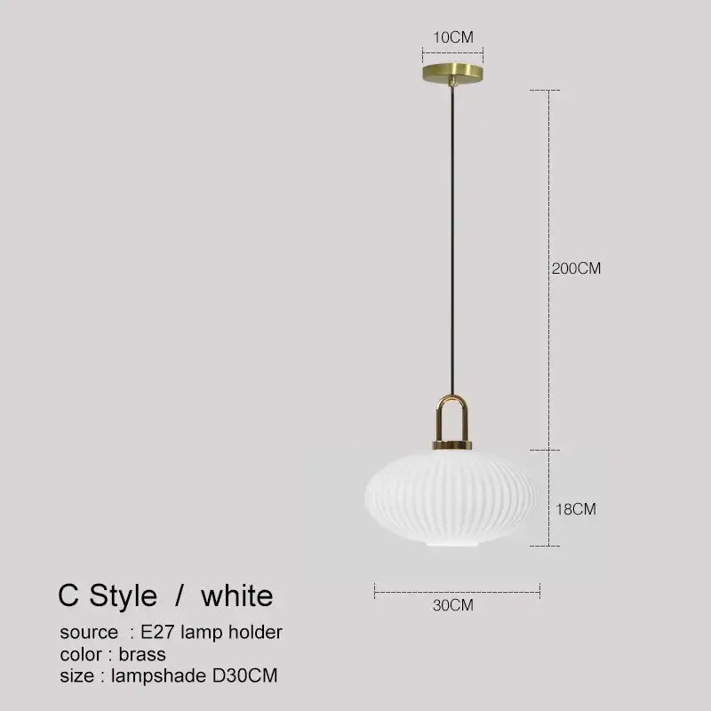 Modern ribbed led glass chandelier dining room brass pendant light