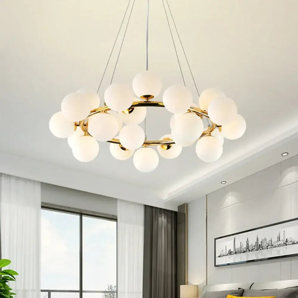 Modern gold led glass chandelier cluster pendant lamp dining room