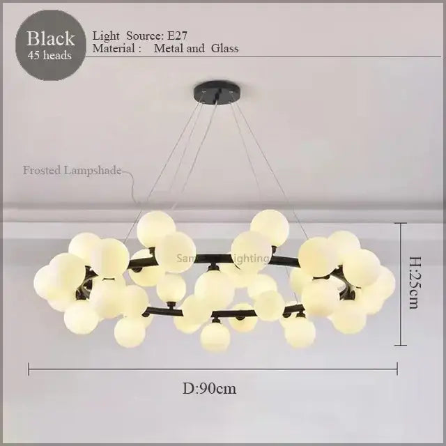 Modern gold led glass chandelier cluster pendant lamp dining room