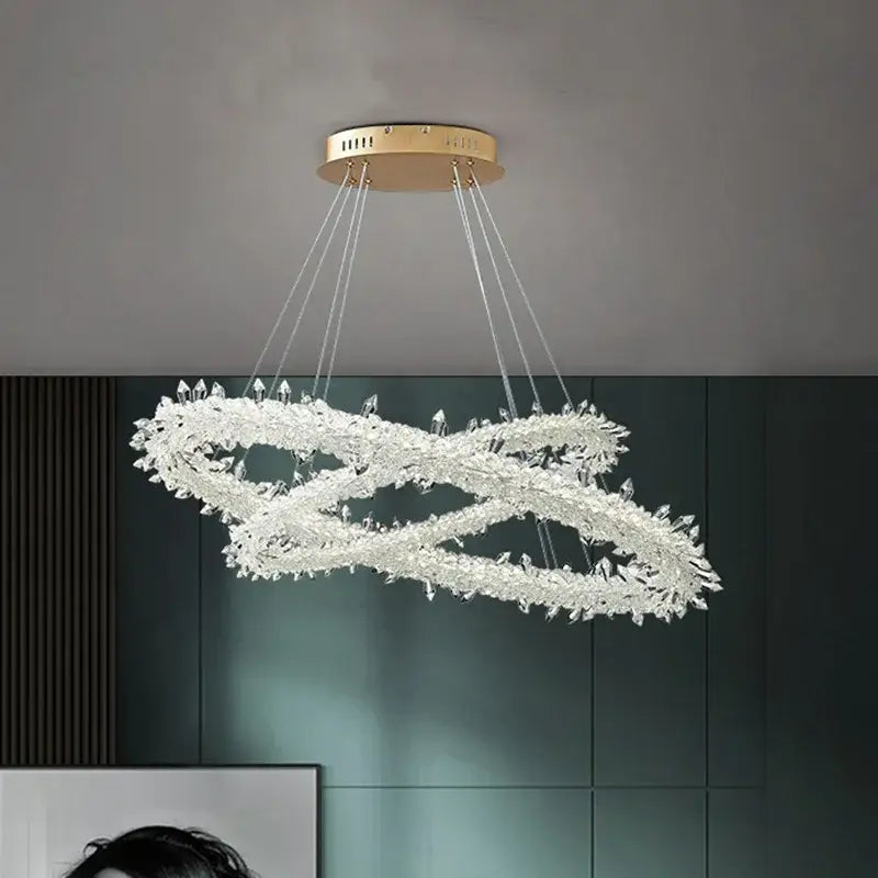 Modern white led glass crystal chandelier living room pendant light