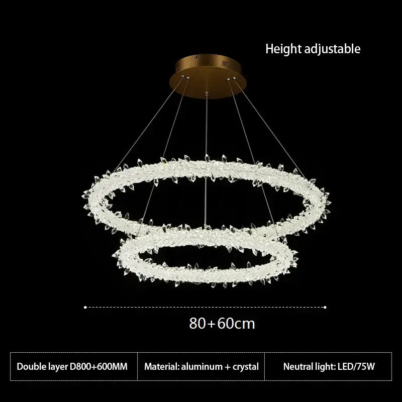 Modern white led glass crystal chandelier living room pendant light