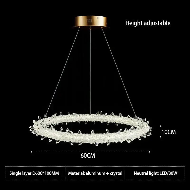 Modern white led glass crystal chandelier living room pendant light